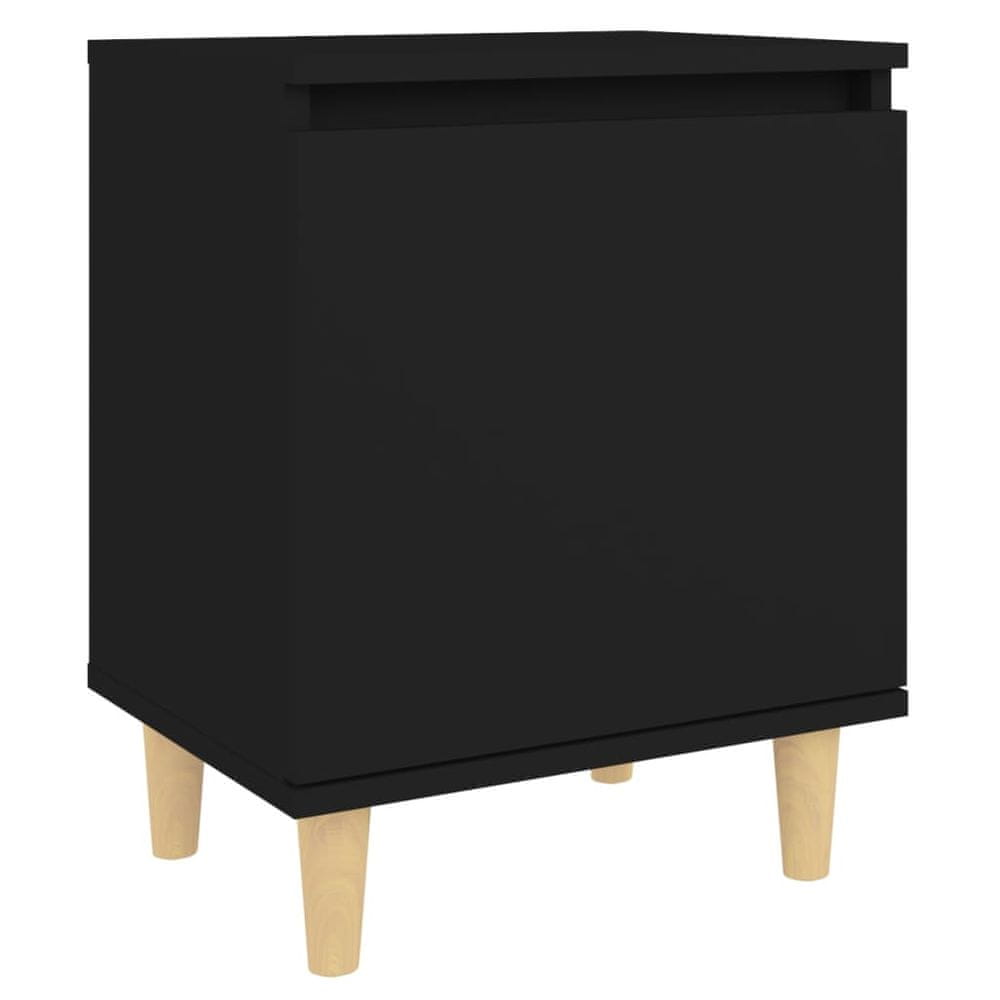 Vidaxl Nočný stolík nohy z masívneho dreva čierny 40x30x50 cm
